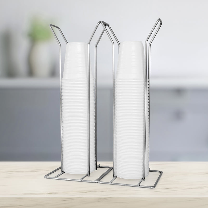 SUPORTE PORTA COPOS DESCARTÁVEIS DUPLO 200ml - CROMADO