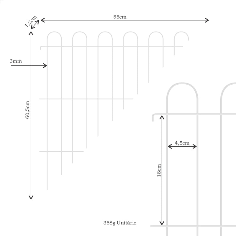 Cercado Pet em Aço – Kit com 8 Grades 60,5x55cm, Modular e Fácil de Montar, Pintura Eletrostática