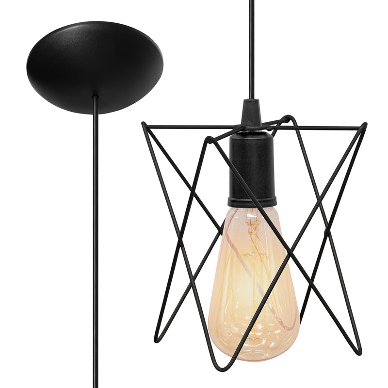 Kit com 3 Luminárias Pendente Estrela – Aramado, Bivolt, 1m Fio